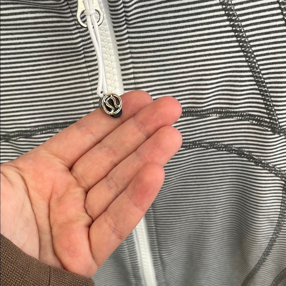 Striped Gray Zip-Up Jacket - Picture 3 of 6